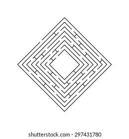 circular maze that is in the form of a square at the corner of black on white