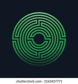 Circular maze-like design. Abstract geometric line art. Classical style. Vector illustration