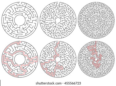 Circular mazes. 3 version with different complexity