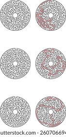 Circular Mazes Solutions and Puzzles, Black and Red Paths