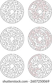 Circular Mazes Solutions and Puzzles, Complex Paths, Brain Teasers