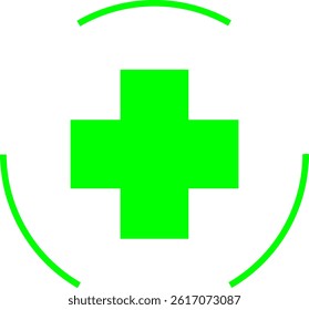 Circular Medical Cross Symbol for Centralized Healthcare Services – Transparent Background.