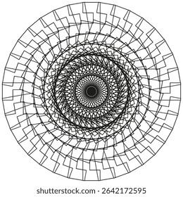 Circular mesh pattern. Abstract concentric lines. Round symmetry shape. Vector grid form.