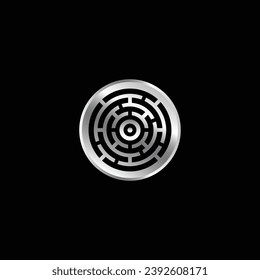 Circular metal gear logo for industrial business