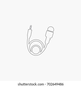  Circular microphone with cord and jack icon