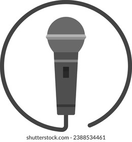 Circular Microphone Icon Isolated Vector Illustration