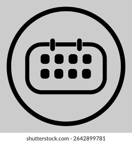 Zirkuläres Minimalkalendersymbol für Ereignis- oder Planungszwecke.
