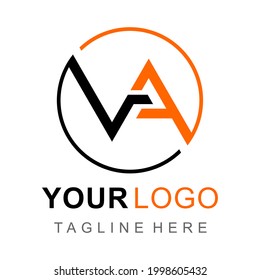 Símbolo del alfabeto vector gráfico minimalista circular. Logo de la letra VA.