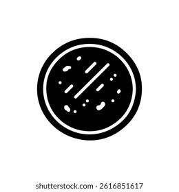 Circular Mirror with Paint Speckles on Surface Icon in Black