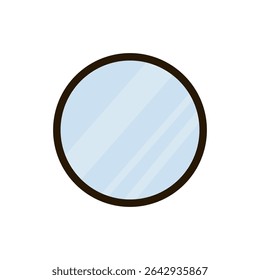 Circular mirror with a simple design reflecting soft light in a cozy setting