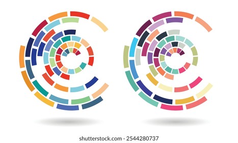 Circular Modern Hi Tech Colorful Design Elements Set. Technology, business and computing concept vector art
