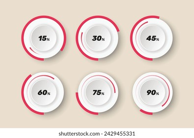 Circular modern progress bar set with loading percentage for user interface