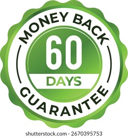 Emblema de garantía de devolución de dinero circular 60 días de satisfacción del Cliente