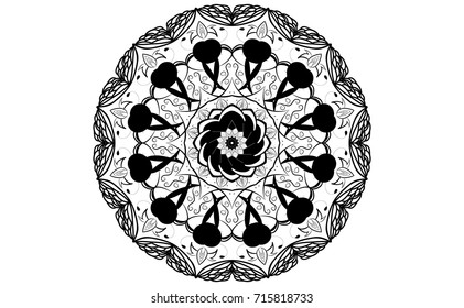 The circular monochromatic lace pattern. Vintage style.Can be used for invitation, menu, card design, for pillow design, banners, signs and others.