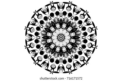 The circular monochromatic lace pattern. Vintage style.Can be used for invitation, menu, card design, for pillow design, banners, signs and others.
