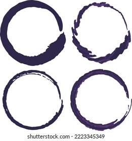 Juego de cuadros circular monocromo como si se hubiera dibujado con un pincel