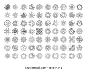 Circular monochrome pattern. Ornamental round lace. Black and white ornament