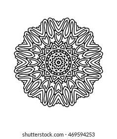 Circular monochrome pattern. Ornamental round lace. Black and white ornament