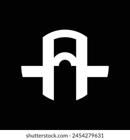 circular monogram logo design that forms the letters "a" . black and white. simple but interesting.