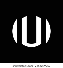 diseño de logotipo de monograma circular que forma las letras "u" en blanco y negro. simple pero interesante.