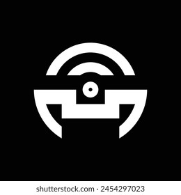 diseño de logotipo de monograma circular que forma las letras "o" y "m". blanco y negro. simple pero interesante.