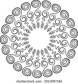 Monograma circular. Mandala. Dibujo en blanco y negro