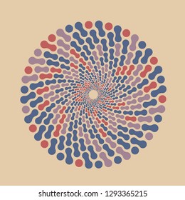 circular mosaic pattern in retro ivory blue purple shades