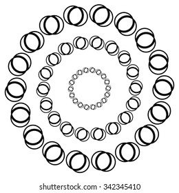 Circular motif, element in black and white. Vector art.