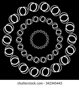 Circular motif, element in black and white. Vector art.