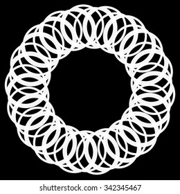 Circular motif, element in black and white. Vector art.