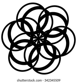 Circular motif, element in black and white. Vector art.