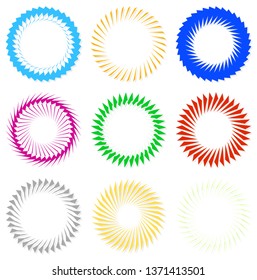 Circular motifs, concentric mandalas. Set of 9 elements