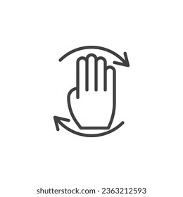Icono de la línea de gestos de movimiento circular. signo de estilo lineal para concepto móvil y diseño web. Icono de vector de contorno de gesto de mano circular. Símbolo, ilustración del logotipo. Gráficos vectoriales