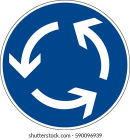 Circular motion. Vector road sign Germany.