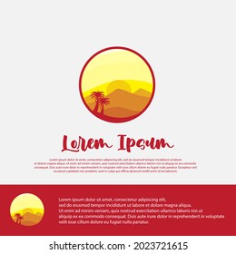 circular mountain logo design template, suitable for brand adventure