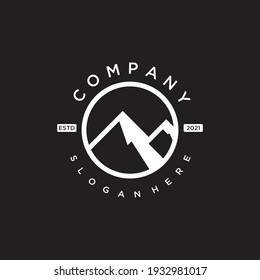 circular mountains silhouette logo design