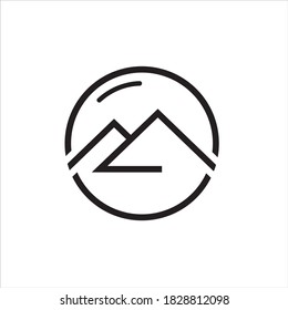 circular mountains vector outline design logo