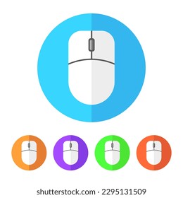 Circular Mouse Colorful Icon Set Vector Illustration