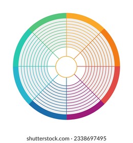 Circular multicolor spectrum vector design element. Abstract customizable symbol for infographic with blank copy space. Editable shape for instructional graphics. Visual data presentation component