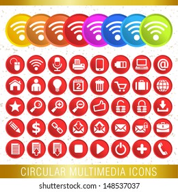 CIRCULAR MULTIMEDIA ICONS / Set of icons 