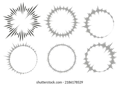 Circular music sound equalizer. Circle audio waves. Abstract radial radio and voice volume symbol. Vector illustration.