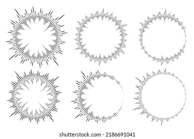 Circular music sound equalizer. Circle audio waves. Abstract radial radio and voice volume symbol. Vector illustration.