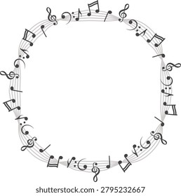 Circular Musical Notes Frame with Copy Space