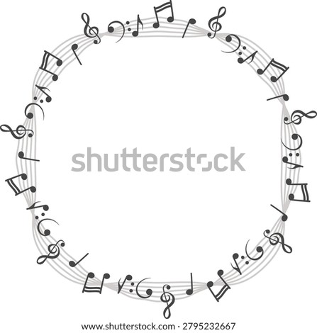 Circular Musical Notes Frame with Copy Space