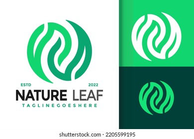 Circular N Letter Nature Leaf Logo Design, brand identity logos vector, modern logo, Logo Designs Vector Illustration Template