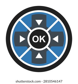 A circular navigation interface icon featuring four directional arrows and a central OK button. This minimalist design is perfect for UI design, digital controllers.