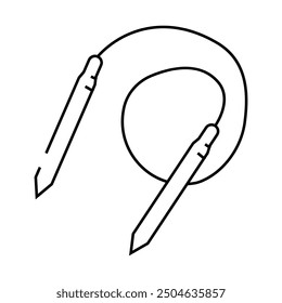 circular needle knitting wool line icon vector. circular needle knitting wool sign. isolated contour symbol black illustration