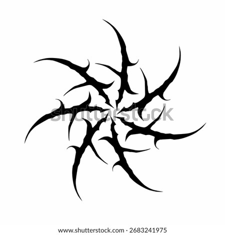 circular neo tribal thorn vector design, symmetry and sharp, cyber gothic dark wear element and tattoo ideas