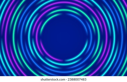 Circular neon energy lights backdrop.
