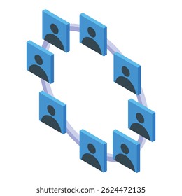 Circular network is connecting business people working remotely from their home office